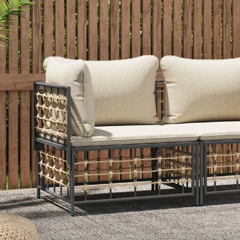 geometric reclining sofa-Patio Corner Sofa with Beige Cushions Poly Rattan