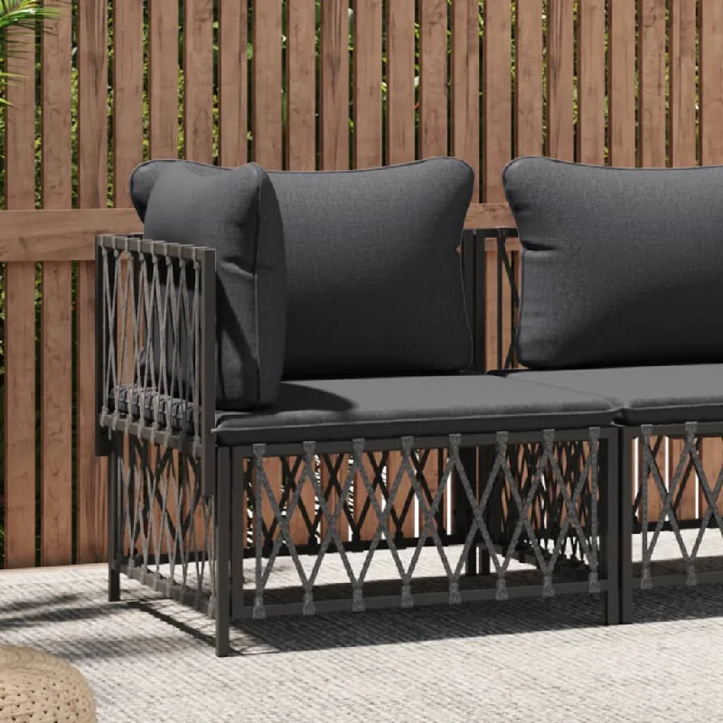 minimalist reclining sofa-Patio Corner Sofa with Cushions Anthracite Woven Fabric