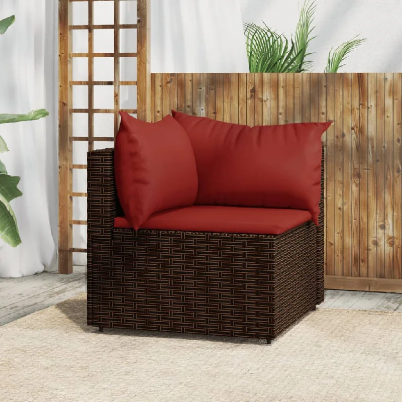 silk reclining sofa-Patio Corner Sofa with Cushions Brown Poly Rattan