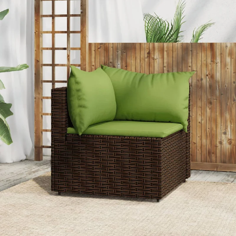 black reclining sofa-Patio Corner Sofa with Cushions Brown Poly Rattan