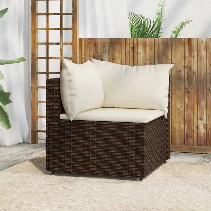 red reclining sofa-Patio Corner Sofa with Cushions Brown Poly Rattan