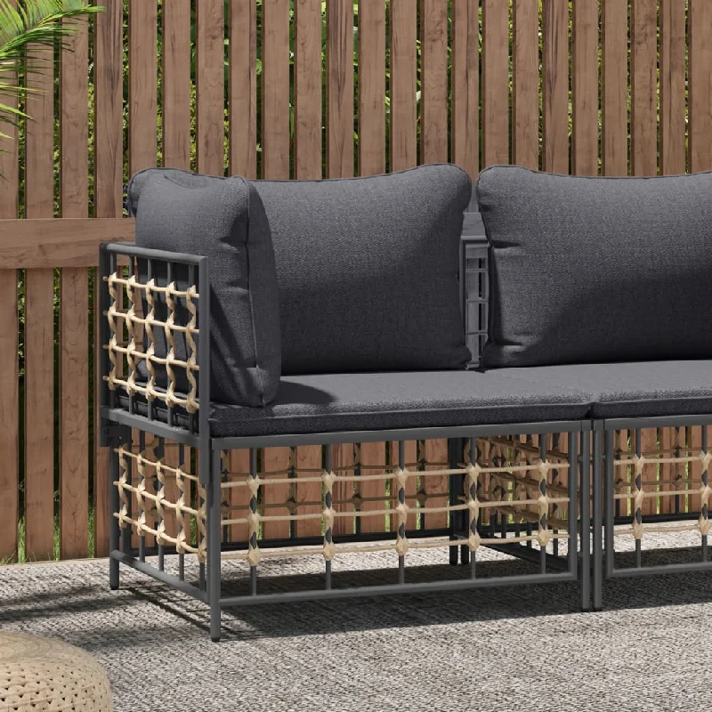 portable reclining sofa-Patio Corner Sofa with Dark Gray Cushions Poly Rattan