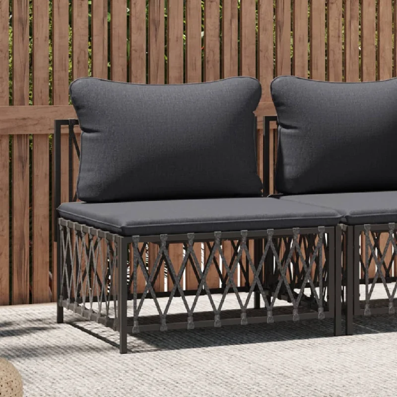 large tufted sofa-Patio Middle Sofa with Cushions Anthracite Woven Fabric