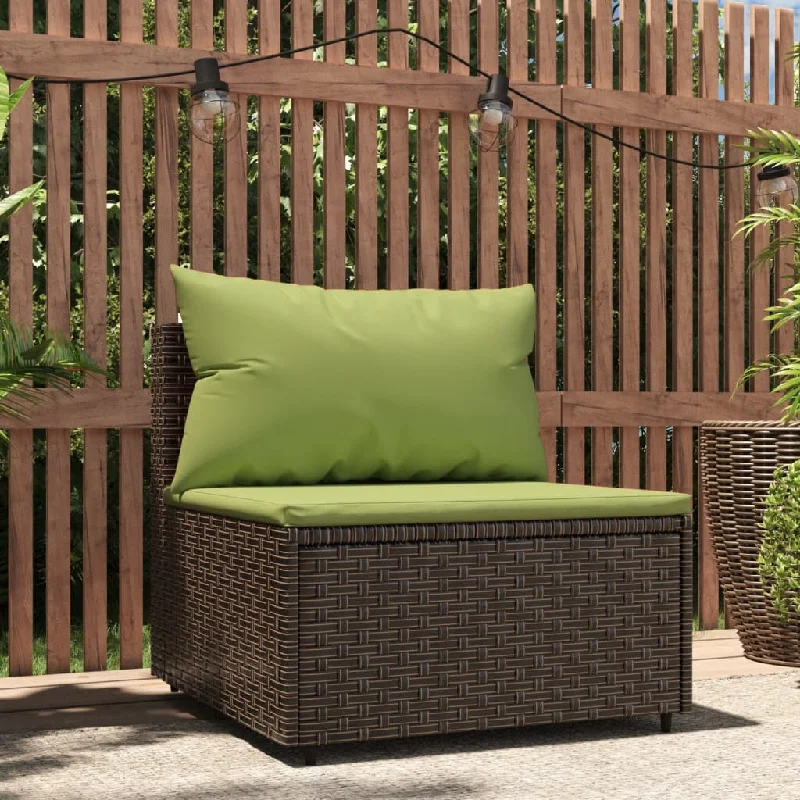 small tufted sofa-Patio Middle Sofa with Cushions Brown Poly Rattan