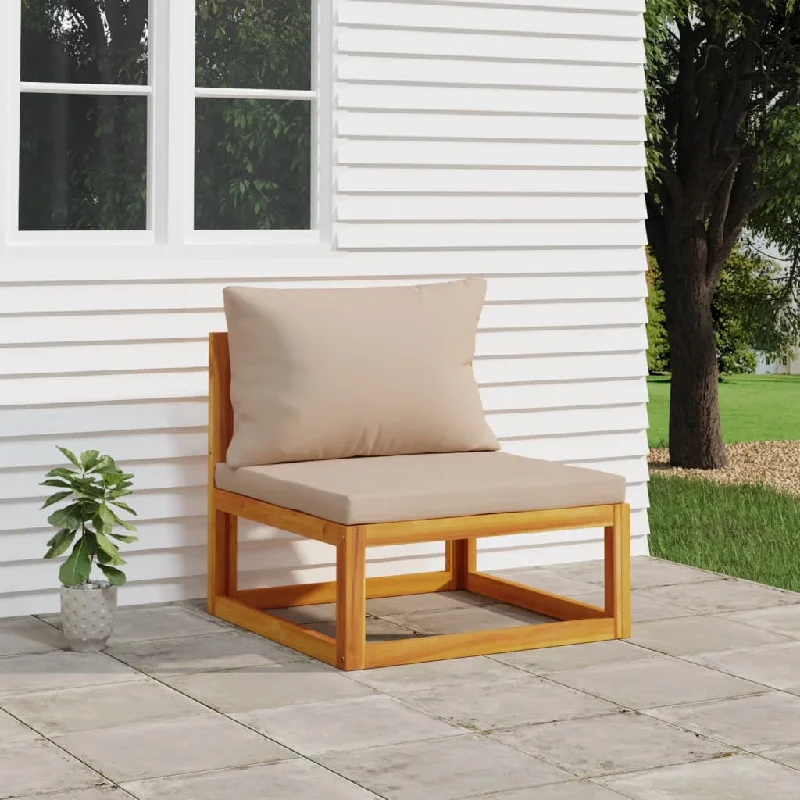 white sectional sofa-Patio Middle Sofa with Taupe Cushions Solid Wood Acacia