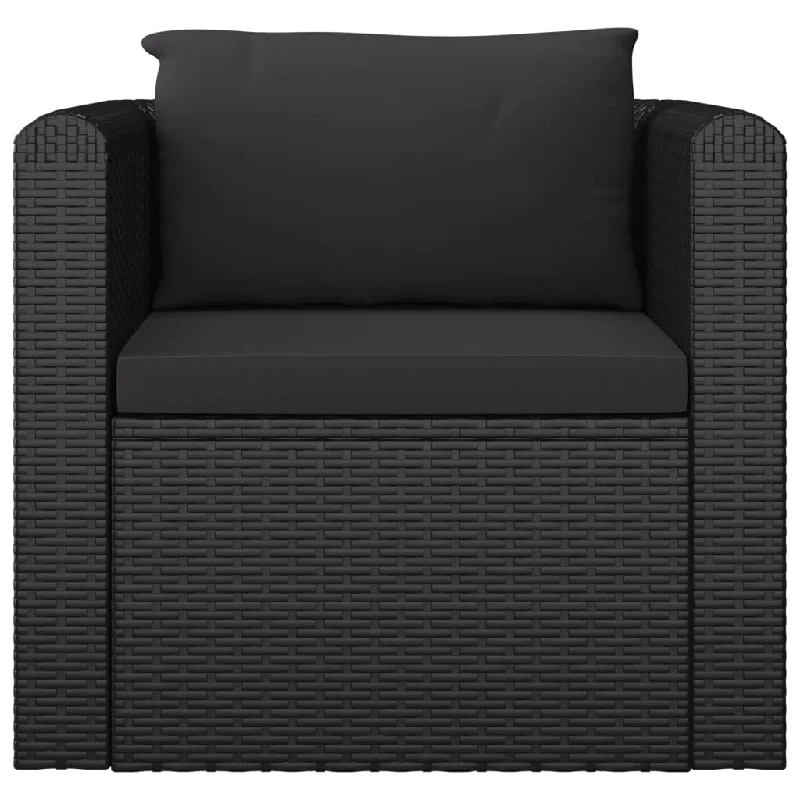 brown sofa-Single Sofa with Cushions Poly Rattan Black