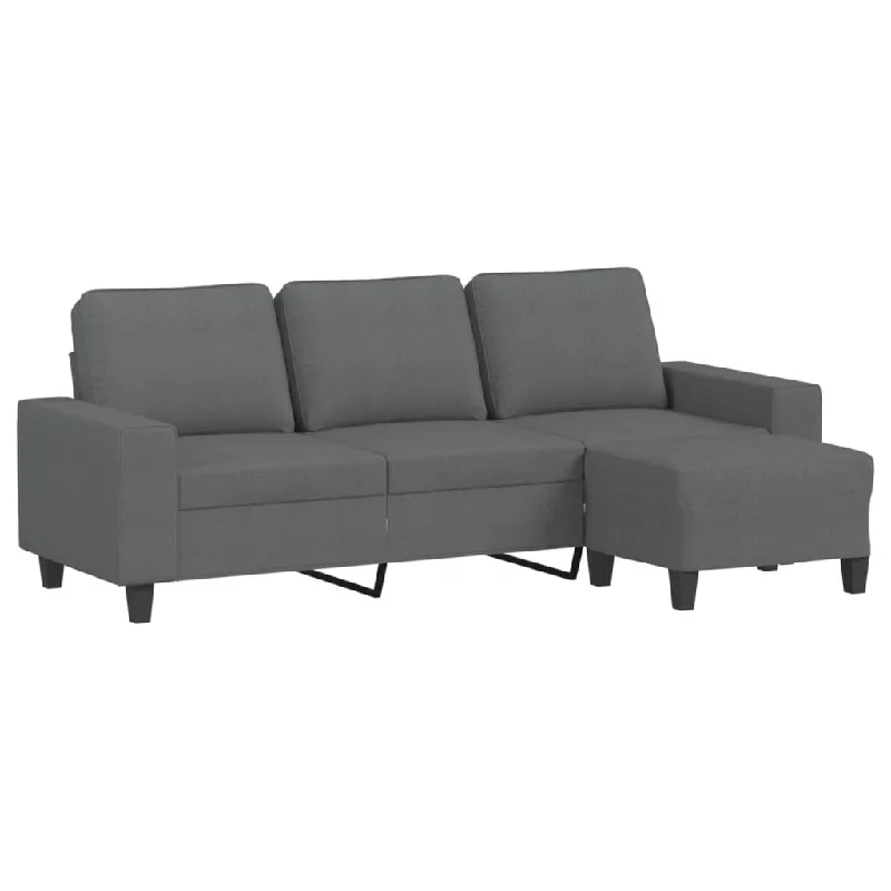 beige reclining sofa-Sofa 3-Seater Couch Sofa Armchair with Footstool for Living Room Fabric