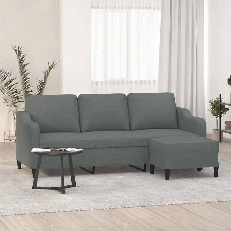 contemporary sleeper sofa-Sofa 3-Seater Couch Sofa Armchair with Footstool for Living Room Fabric