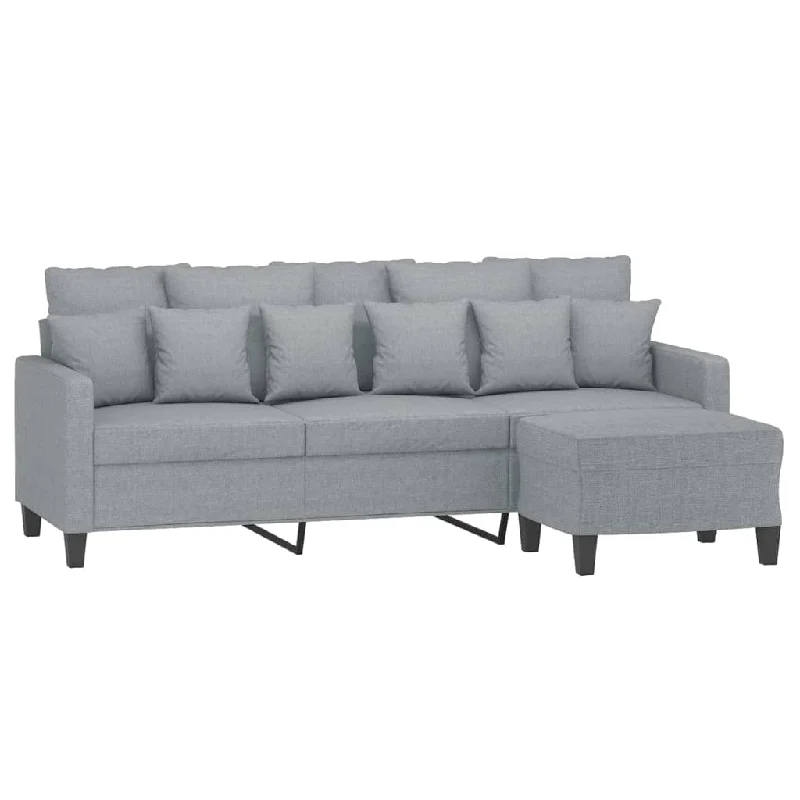 designer reclining sofa-Sofa 3-Seater Couch Sofa Armchair with Footstool for Living Room Fabric