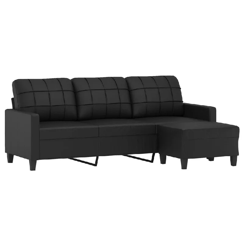 modular sleeper sofa-Sofa Accent 3-Seater Couch Sofa Armchair with Footstool Faux Leather