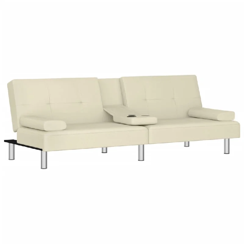 white tufted sofa-Sofa Bed Foldable Sleeper Sofa Couch Bed with Cup Holders Faux Leather