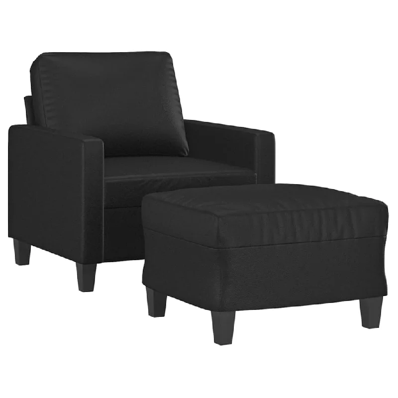 deep seat reclining sofa-Sofa Chair Accent Single Sofa Armchair with Footstool Faux Leather