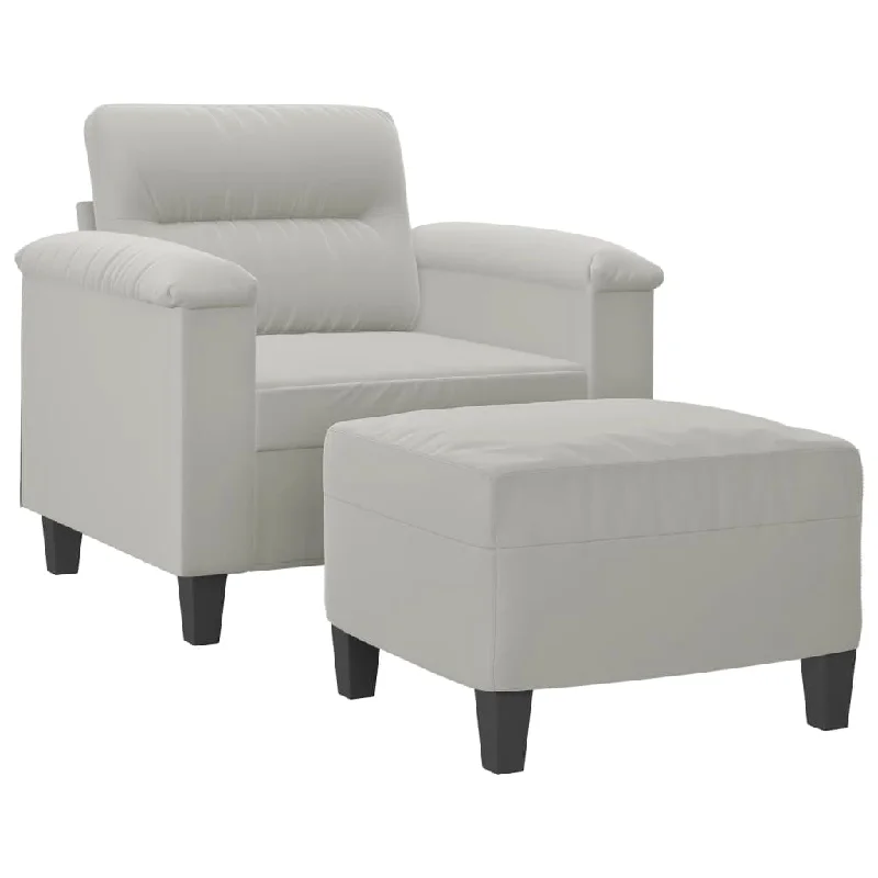 metal reclining sofa-Sofa Chair Accent Single Sofa Armchair with Footstool Microfiber Fabric