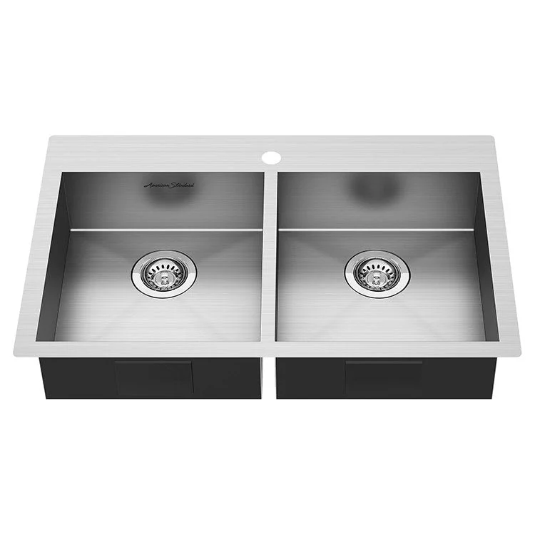 kitchen sink mounting clips-Edgewater 33" x 22" Double Bowl ADA Stainless Steel Dual Mount Kitchen Sink with 1 Hole