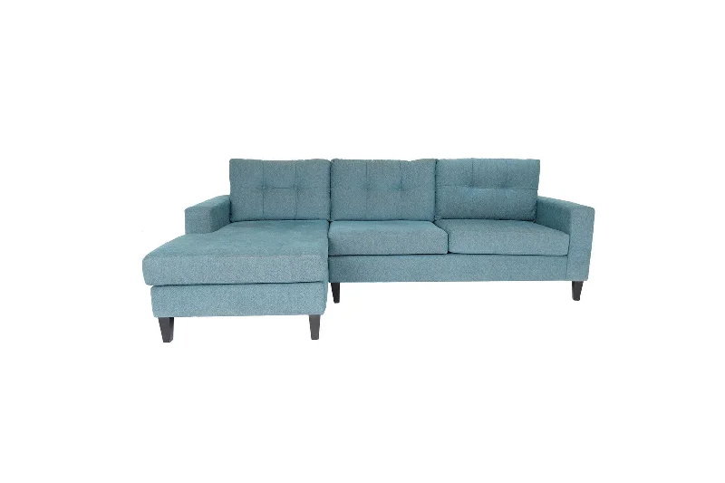 industrial sofa-Blue Polyester Blend Stationary L Shaped Two Piece Corner Sectional