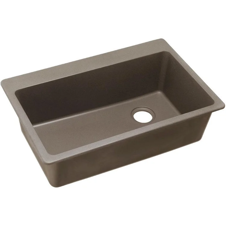 kitchen sink drain lace-Kitchen Sink Quartz Classic 33 x 22 Inch Single Bowl Greige Drop-In Quartz 9-1/2 Inch