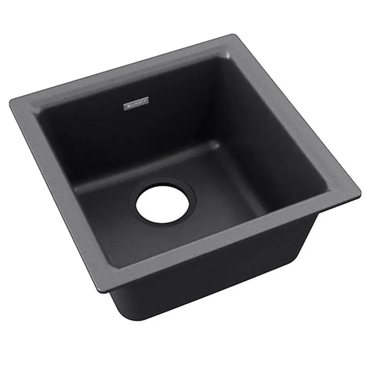 kitchen sink faucet acrylic-Kitchen Sink Quartz Classic 15.75 x 15.75 Inch Single Bowl Bar Black Drop-In Undermount