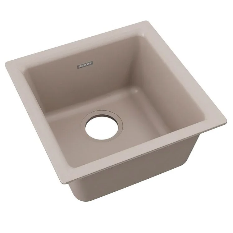 kitchen sink drain hemp-Kitchen Sink Quartz Classic 15.75 x 15.75 Inch Single Bowl Bar Greige Drop-In Undermount