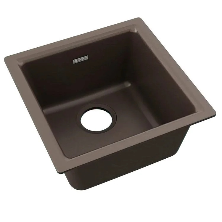 kitchen sink basin wood-Kitchen Sink Quartz Classic 15.75 x 15.75 Inch Single Bowl Bar Mocha Drop-In Undermount