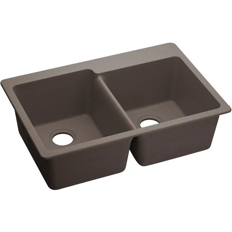 kitchen sink drain wood-Kitchen Sink Quartz Classic 33 x 22 Inch Double Bowl Offset Greige Drop-In