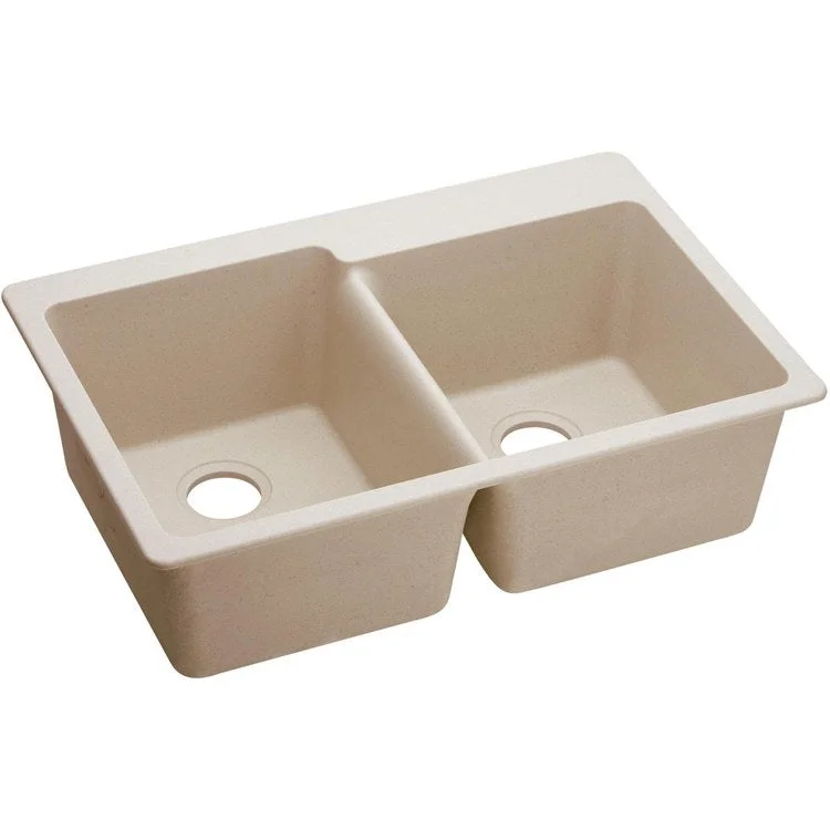 kitchen sink basin vinyl-Kitchen Sink Quartz Classic 33 x 22 Inch Double Bowl Offset Putty Drop-In