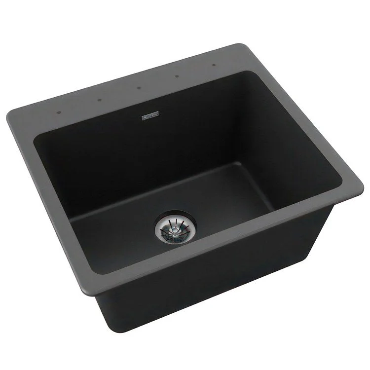 kitchen sink faucet brown-Laundry Sink Quartz Classic 25 x 22 Inch Single Bowl with Perfect Drain Black Drop-In