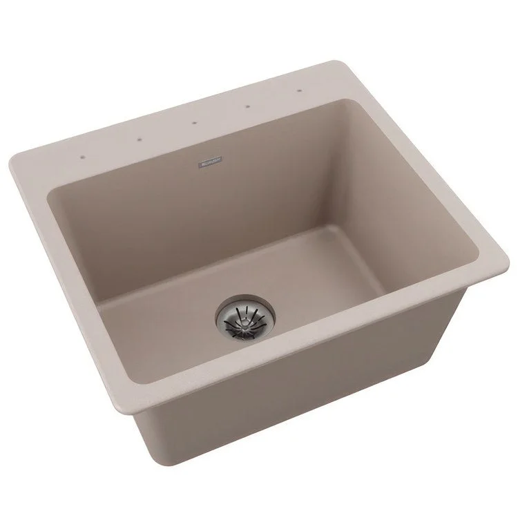 small farmhouse kitchen sink-Laundry Sink Quartz Classic 25 x 22 Inch Single Bowl with Perfect Drain Greige Drop-In