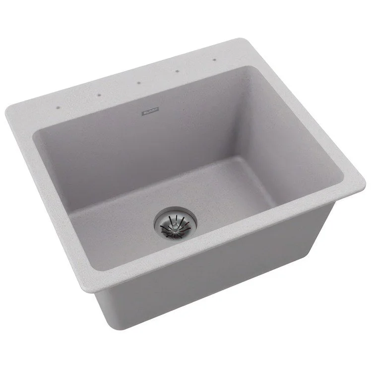 kitchen sink faucet line-Laundry Sink Quartz Classic 25 x 22 Inch Single Bowl with Perfect Drain Greystone Drop-In