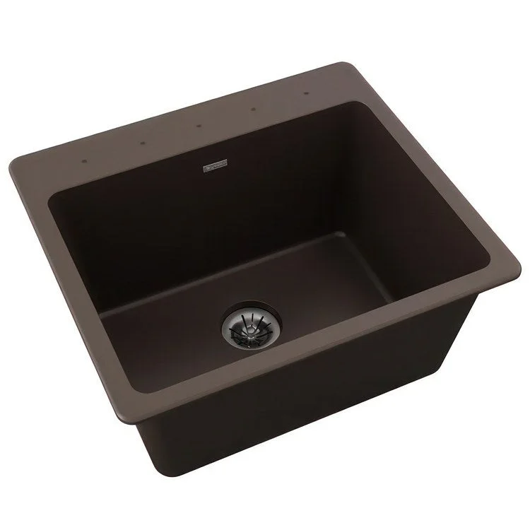 kitchen sink drain silk-Laundry Sink Quartz Classic 25 x 22 Inch Single Bowl with Perfect Drain Mocha Drop-In