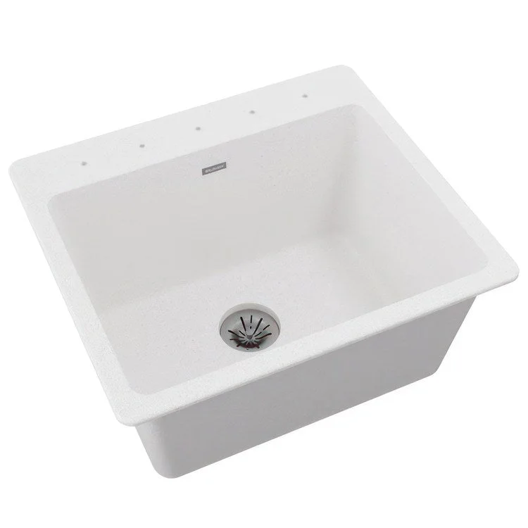 kitchen sink faucet twist-Laundry Sink Quartz Classic 25 x 22 Inch Single Bowl with Perfect Drain White Drop-In