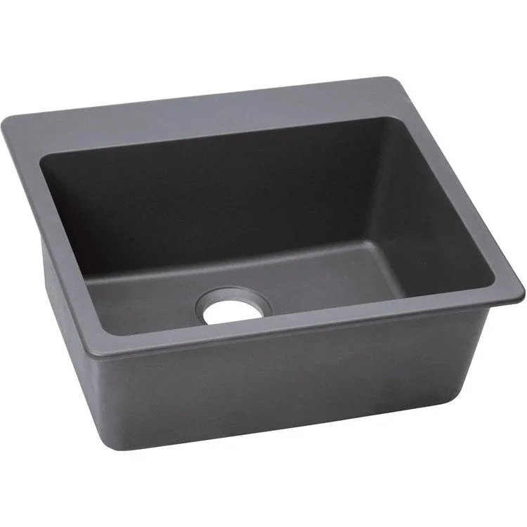 matte black kitchen sink-Kitchen Sink Quartz Classic 25 x 22 Inch Single Bowl Greystone Drop-In