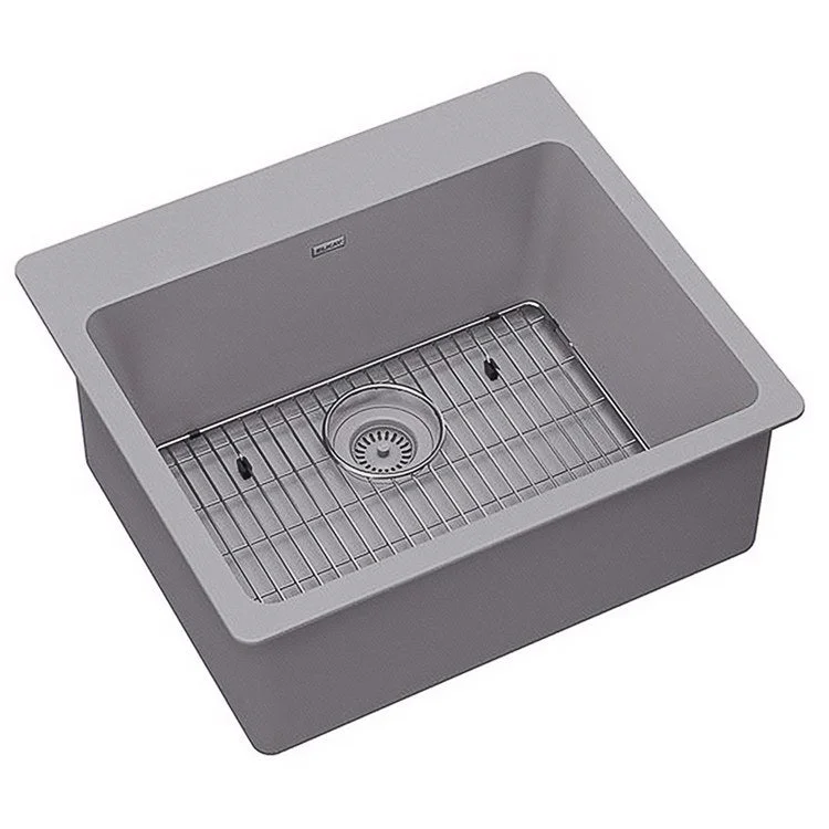 kitchen sink basin wool-Kitchen Sink Quartz Classic 25 x 22 Inch Single Bowl Kit Greystone Drop-In