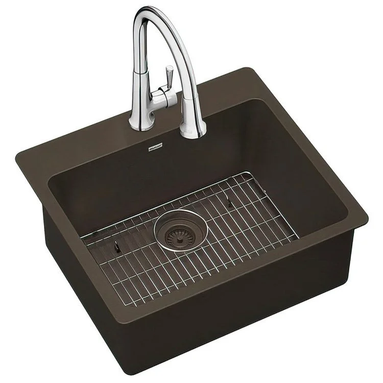 kitchen sink faucet pearl-Kitchen Sink Quartz Classic 25 x 22 Inch Single Bowl Kit with Faucet Mocha Drop-In