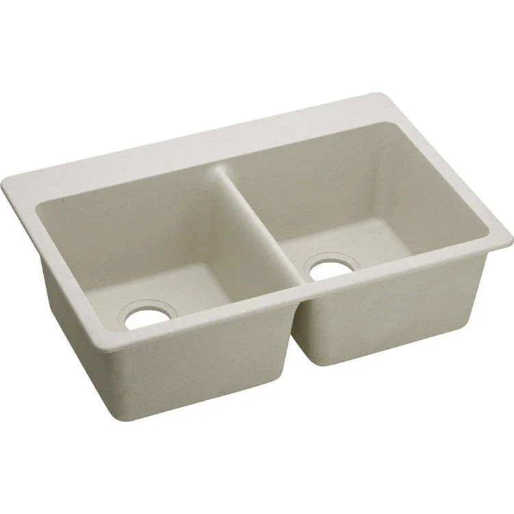 kitchen sink basin brass-Quartz Classic 33" Equal Double Bowl Drop-In Kitchen Sink