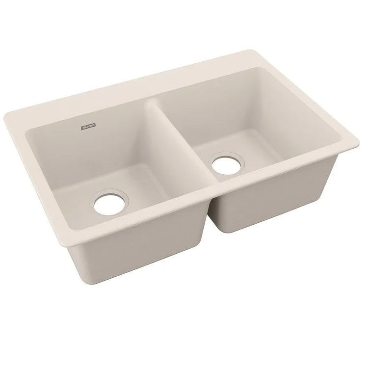 kitchen sink faucet cream-Kitchen Sink Quartz Classic 33 x 22 Inch Double Bowl Equal Putty Drop-In