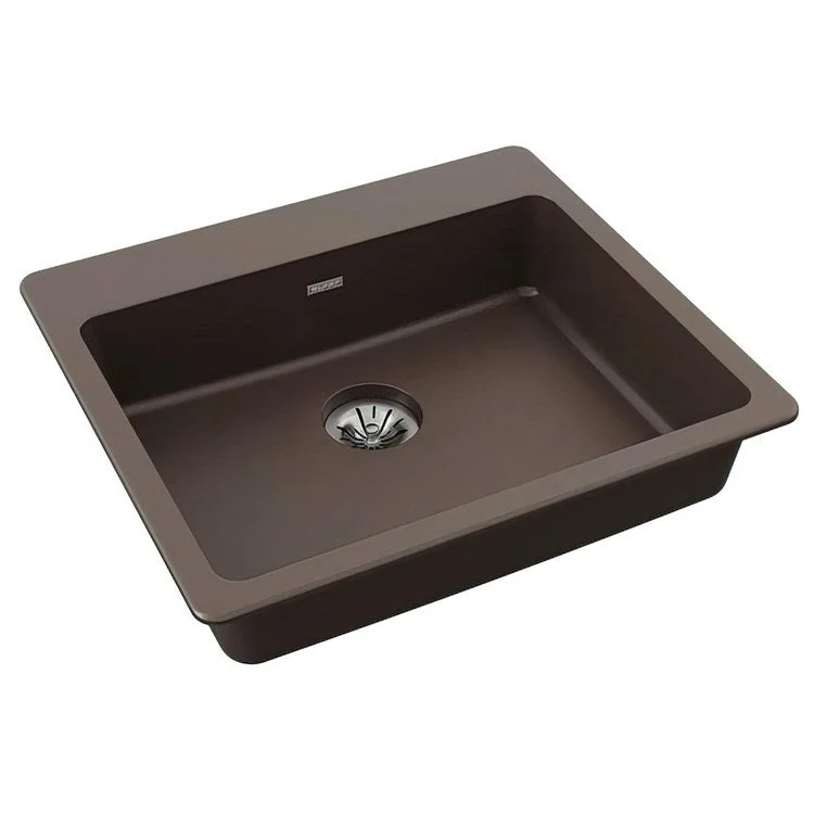 kitchen sink drain lime-Kitchen Sink Quartz Classic 25 x 22 Inch Single Bowl with Perfect Drain ADA Mocha Drop-In Rectangle Drain Location Rear Center Depth 5-1/2 Inch