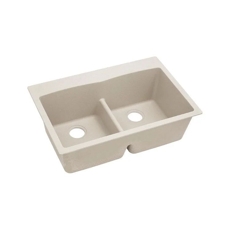 kitchen sink drain loop-Kitchen Sink Quartz Classic 33 x 22 Inch Double Bowl Equal with Aqua Divide Bisque Drop-In