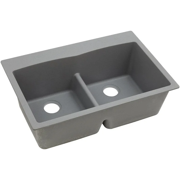 kitchen sink drain assembly-Kitchen Sink Quartz Classic 33 x 22 Inch Double Bowl Equal with Aqua Divide Greystone Drop-In