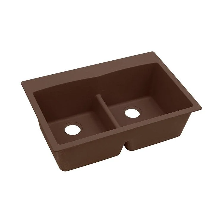 kitchen sink basin rubber-Kitchen Sink Quartz Classic 33 x 22 Inch Double Bowl Equal with Aqua Divide Mocha Drop-In