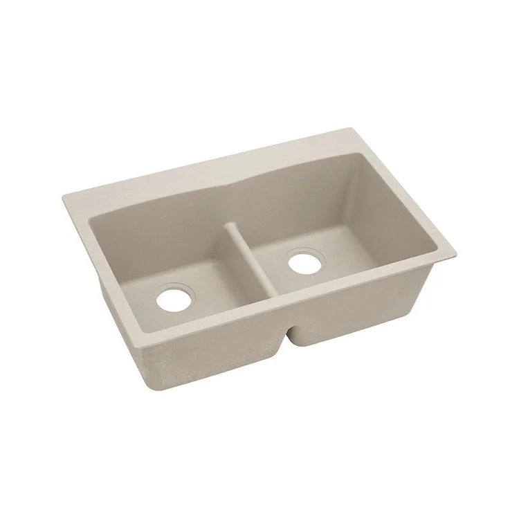 kitchen sink basin plastic-Kitchen Sink Quartz Classic 33 x 22 Inch Double Bowl Equal with Aqua Divide Putty Drop-In