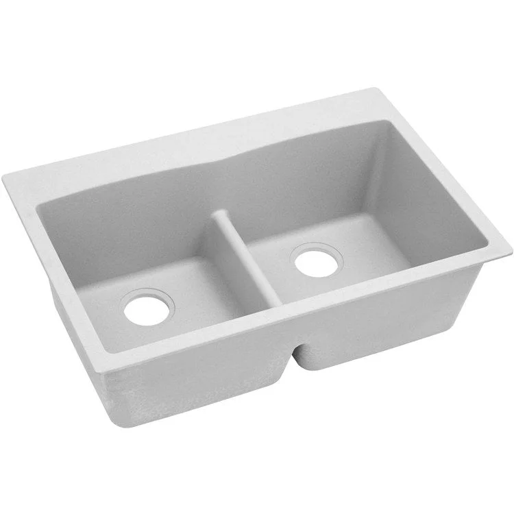 small kitchen sink ideas-Kitchen Sink Quartz Classic 33 x 22 Inch Double Bowl Equal with Aqua Divide White Drop-In