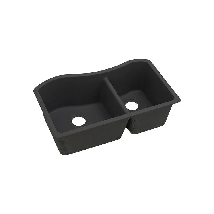 kitchen sink storage solutions-Kitchen Sink Quartz Classic 32.5 x 20 Inch Double Bowl 60/40 Black Undermount