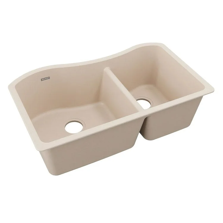 kitchen sink drain cotton-Kitchen Sink Quartz Classic 32.5 x 20 Inch Double Bowl 60/40 Bisque Undermount