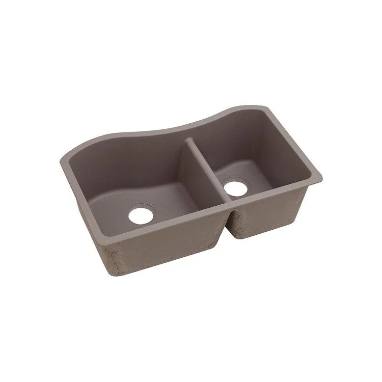 kitchen sink drain wool-Kitchen Sink Quartz Classic 32.5 x 20 Inch Double Bowl 60/40 Greige Undermount