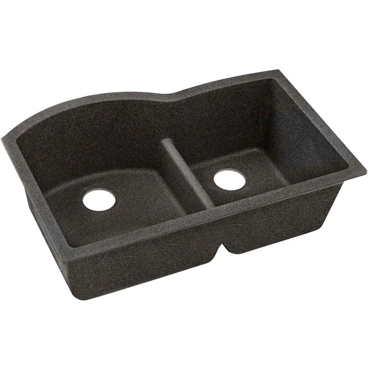 kitchen sink drain leather-Kitchen Sink Quartz Classic 33 x 22 Inch Double Bowl Offset 60/40 with Aqua Divide Black Shale Undermount