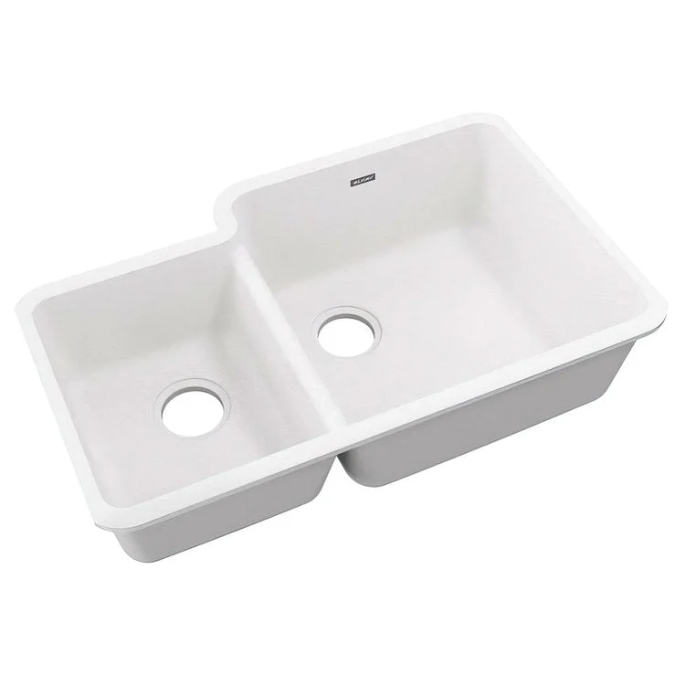 kitchen sink basin acrylic-Kitchen Sink Quartz Classic 33 x 20.5 Inch Double Bowl Offset 40/60 White Undermount