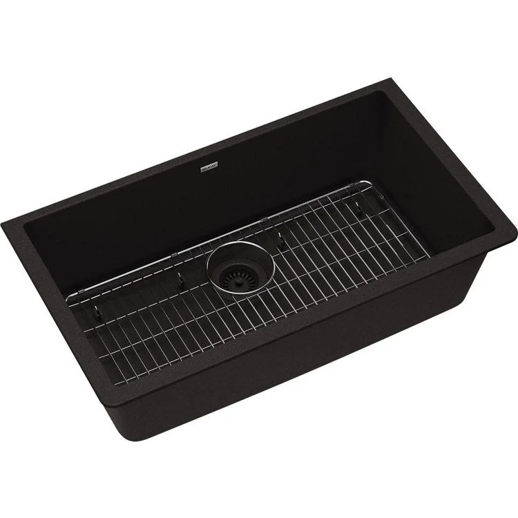 kitchen sink with cutting board-Kitchen Sink Quartz Classic 33 x 18.5 Inch Single Bowl Black Undermount