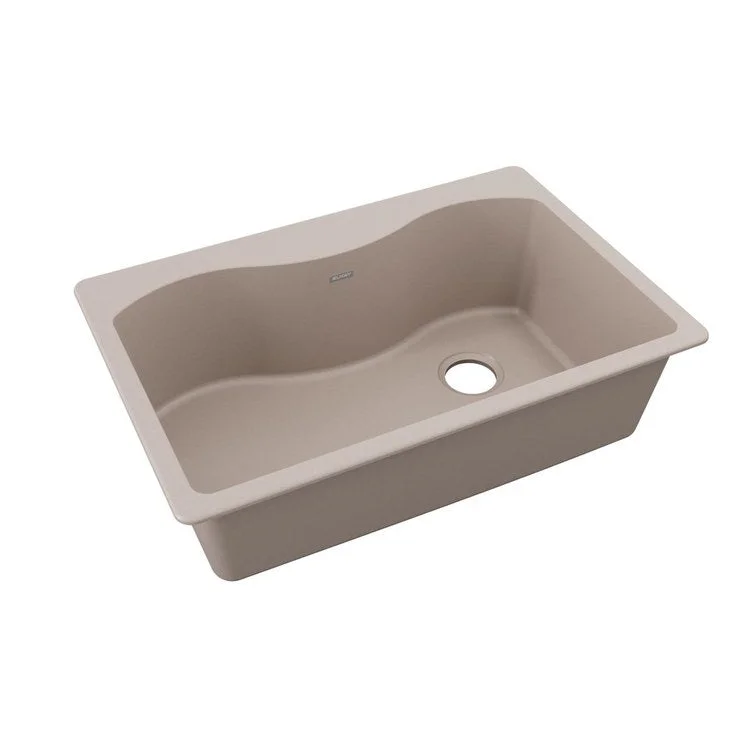 kitchen sink drain pearl-Kitchen Sink Quartz Classic 33 x 22 Inch Single Bowl Greige Drop-In E-Granite 9-1/2 Inch