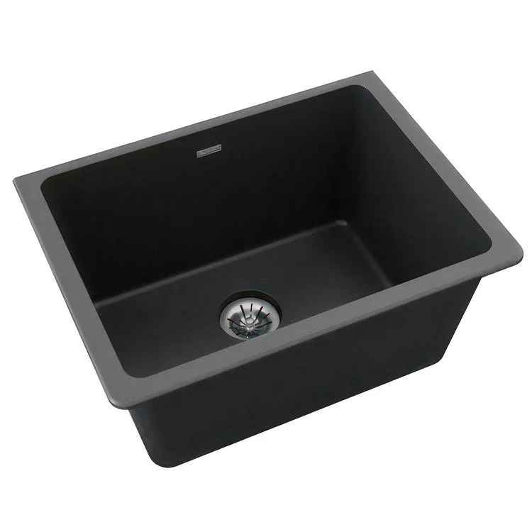 corner kitchen sink layout-Laundry Sink Quartz Classic 25 x 18.5 Inch Single Bowl with Perfect Drain Black Undermount