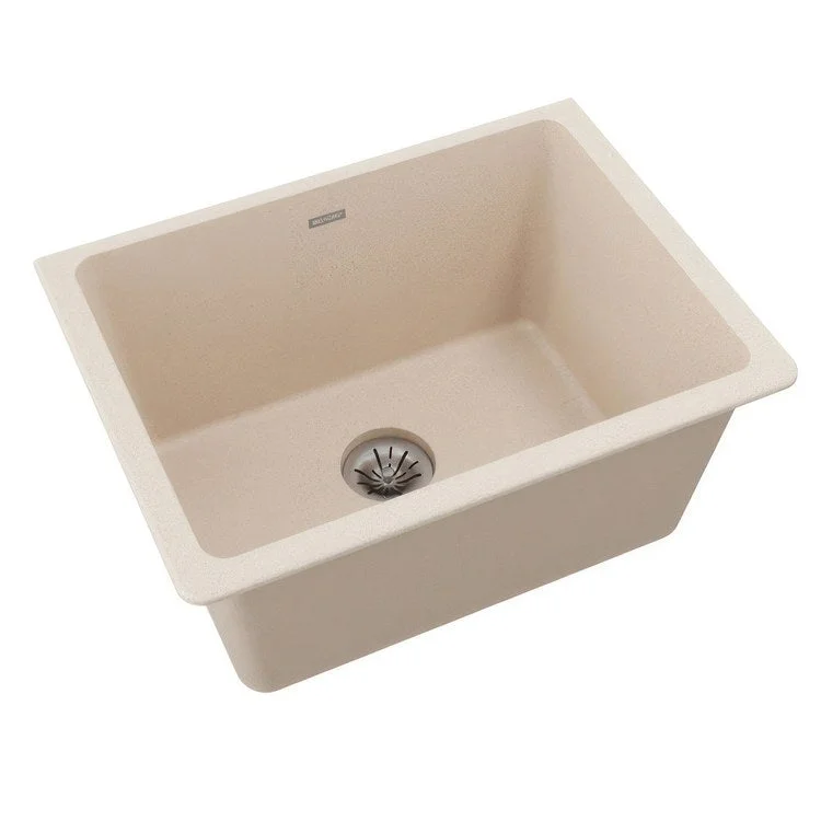 kitchen sink drain beige-Laundry Sink Quartz Classic 25 x 18.5 Inch Single Bowl with Perfect Drain Bisque Undermount